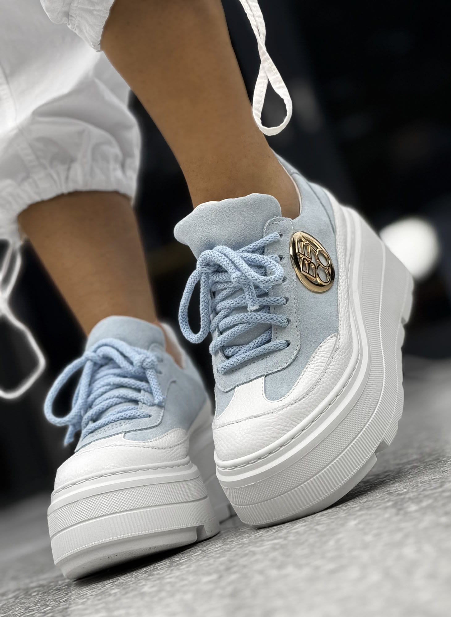 Skórzane sneakersy 24-4 baby blue Beyco - obrazek 4