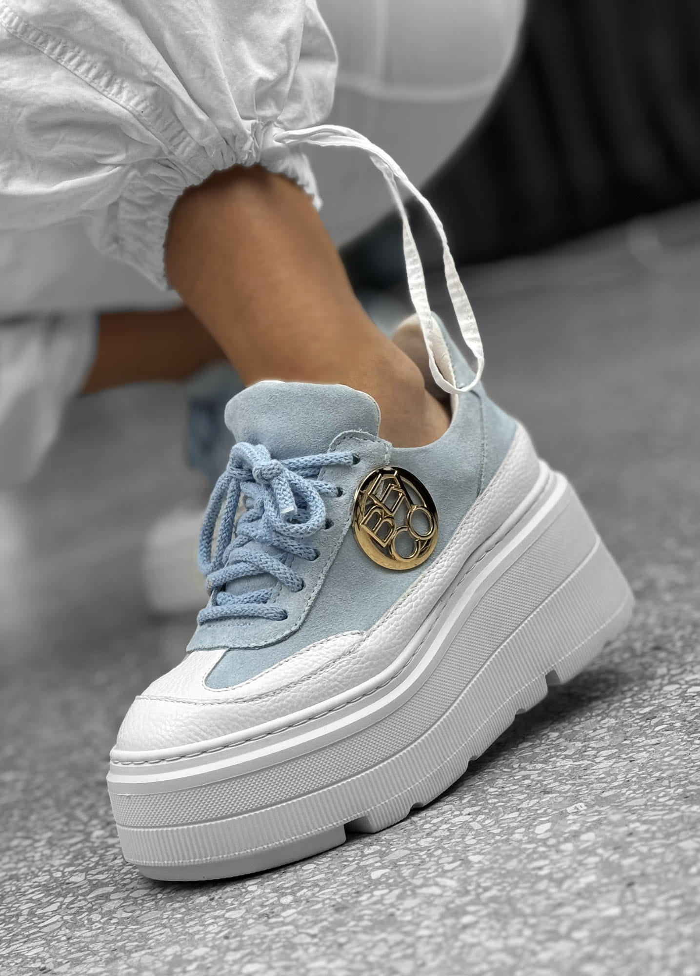 Skórzane sneakersy 24-4 baby blue Beyco - obrazek 3