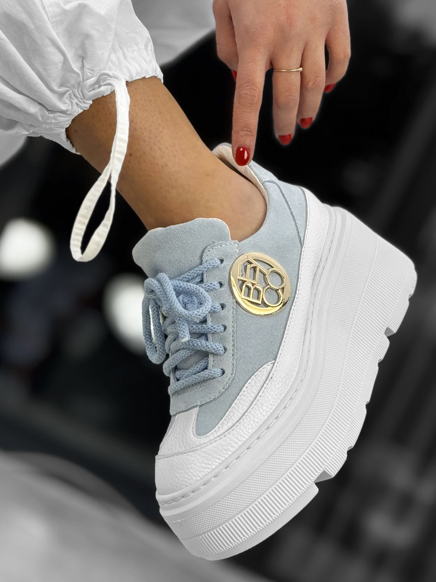 Skórzane sneakersy 24-4 baby blue Beyco