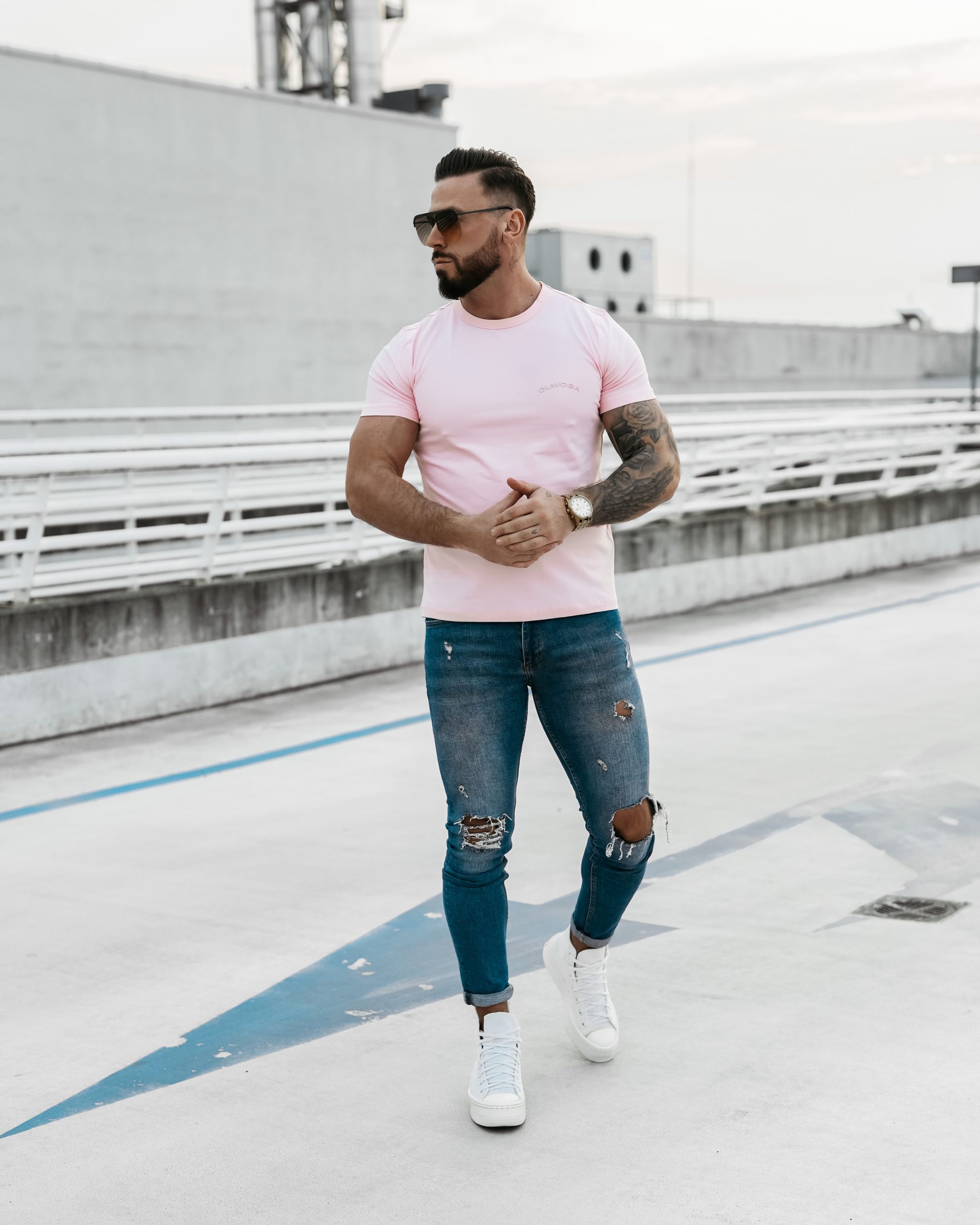 SWEET PEONY 2025 T-SHIRT MĘSKI OLAVOGA Pudrowy - obrazek 2